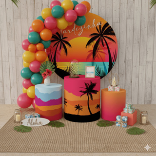 Kit Veste Fácil Capa Painel Redondo Capa Cilindros Tardezinha Tropical Verão Decoração Festa Oferta em Oferta na Shopee