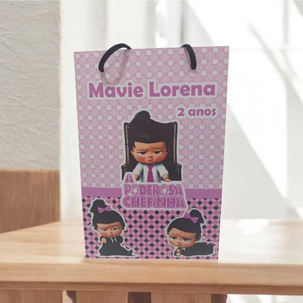 Sacolinha com nome e idade 13x20  PODEROSA CHEFINHA ROSA Festa Lembrancinhas Personalizados