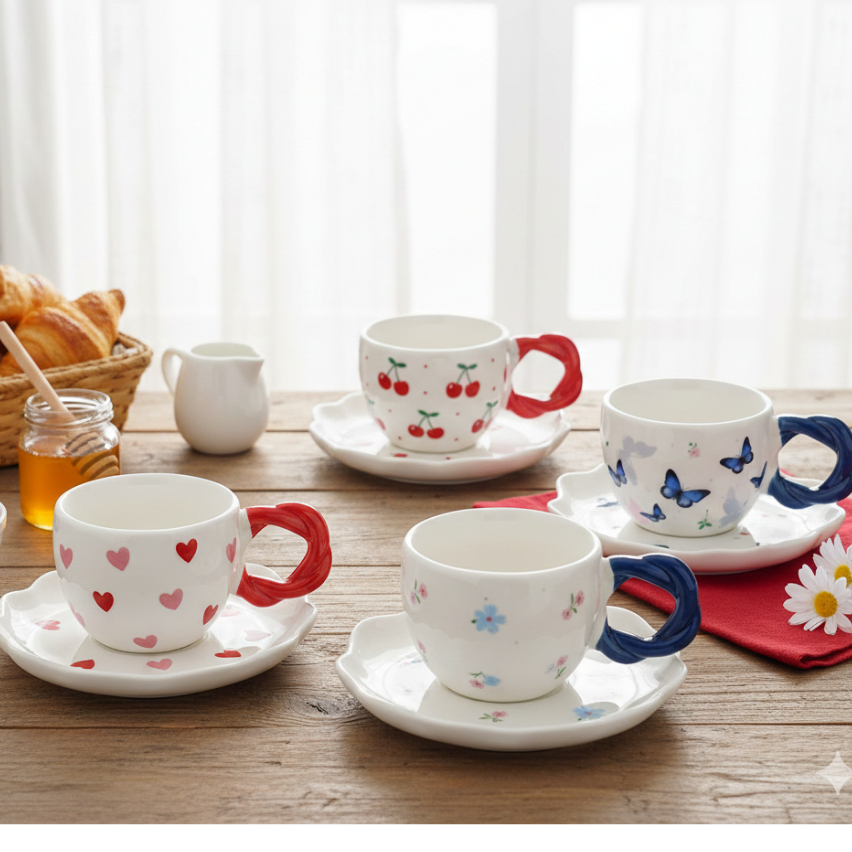 kit xicara e pires cafe da manha, xicara de 200ml