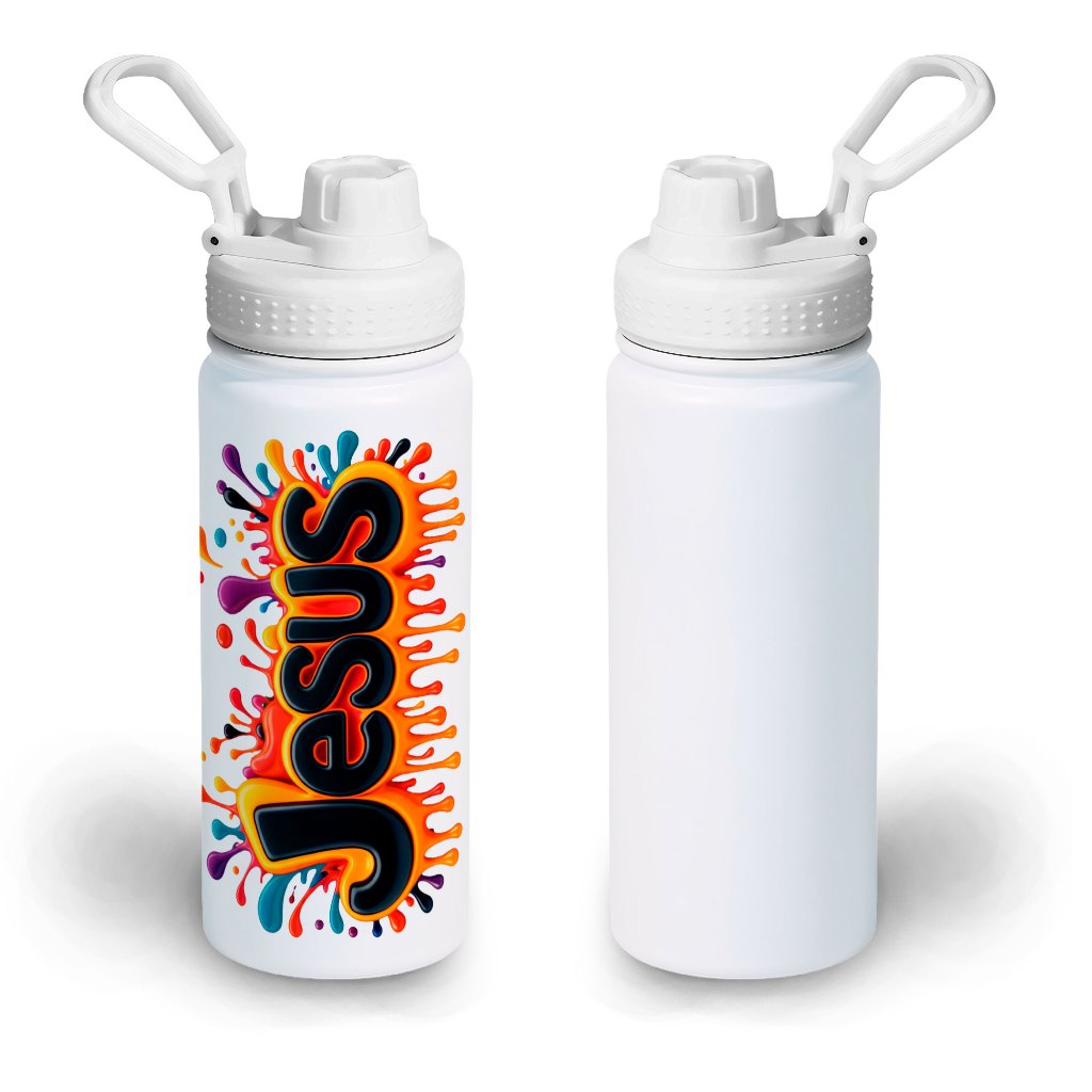 Garrafa Térmica Plus Personalizada 600ml Jesus | Presente Cristão Evangélico Católico | Garrafa Religiosa com Nome