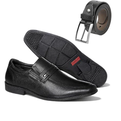 Combo Sapato Ferracini Social Com Cinto Masculino Sapato Em Couro Preto Cinto Preto