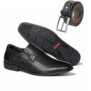 Combo Sapato Ferracini Social Com Cinto Masculino Sapato Em Couro Preto Cinto Preto em Oferta na Shopee