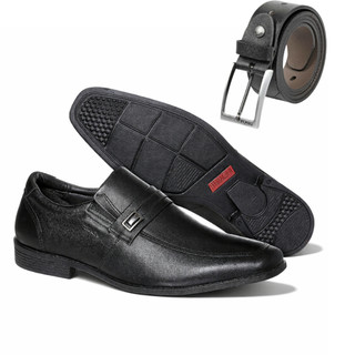 Combo Sapato Ferracini Social Com Cinto Masculino Sapato Em Couro Preto Cinto Preto