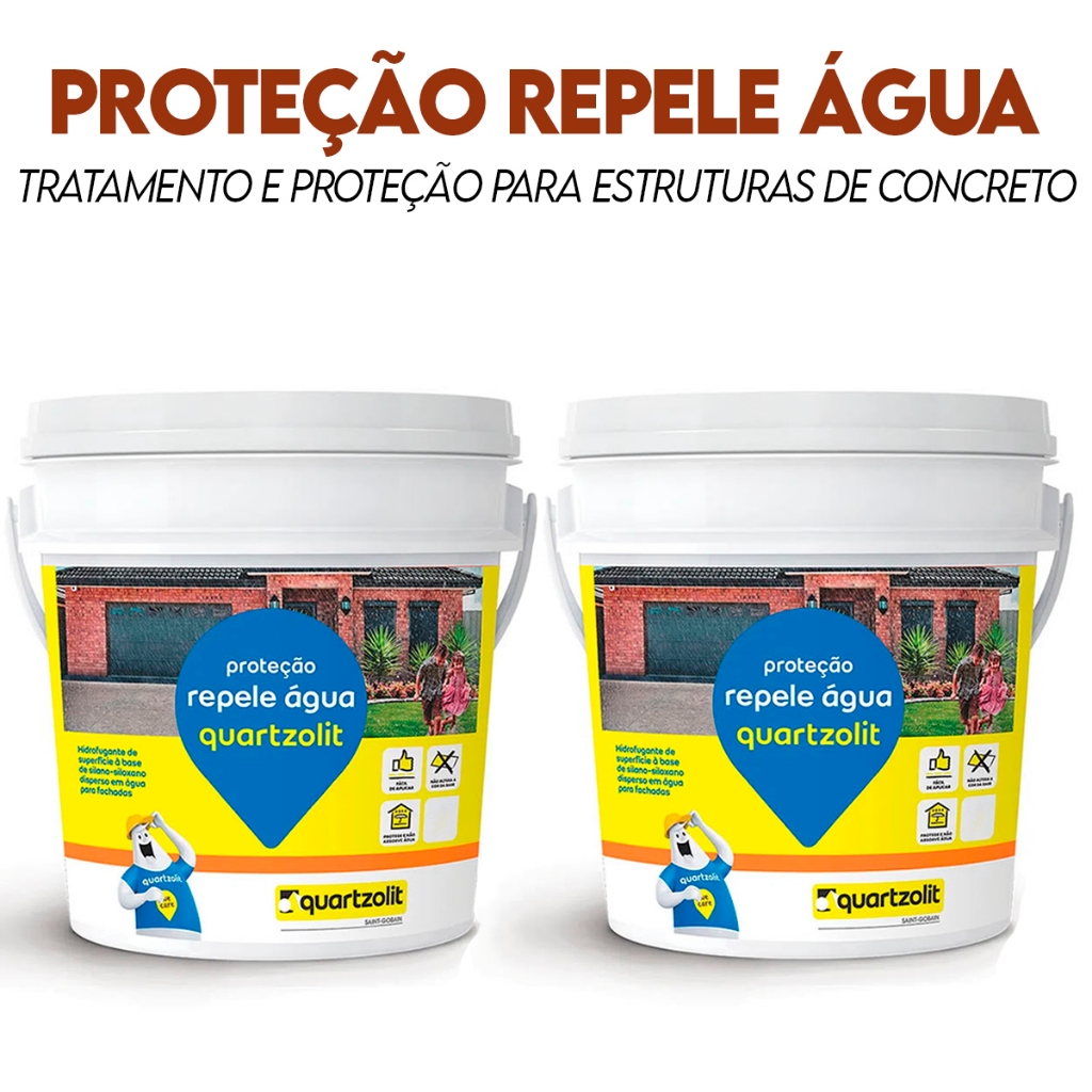 Repele Agua Hidrofugante Para Paredes e Fachadas de Concretos Quartzolit 3,6l