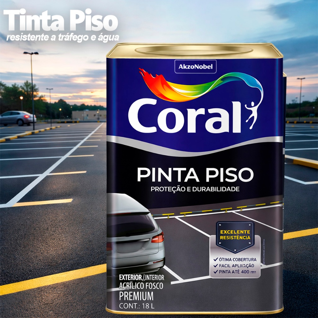 Tinta Pinta Piso Resistente ao Tráfego 18L Tinta Coral Premium Para Pisos Para G