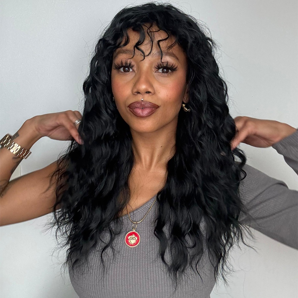 Peruca Wig Cabelo Ondas Natural Fibra Orgânica Premium Cacheado 55cm 230g BEATRIZ +WIG CAP