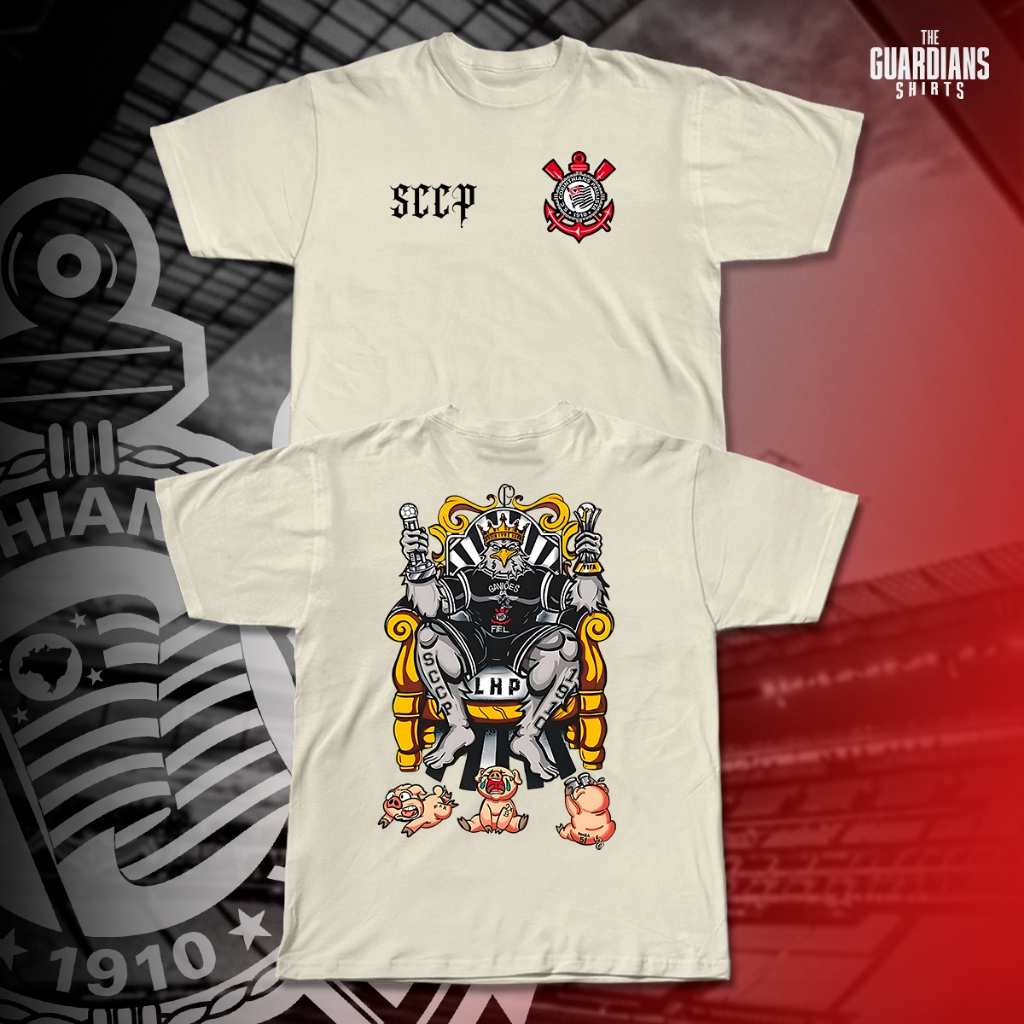 Camiseta Corinthians Frente e verso MOSAICO DA TORCIDA NO DÉRBI Gaviões Time do Povo 100% Algodão
