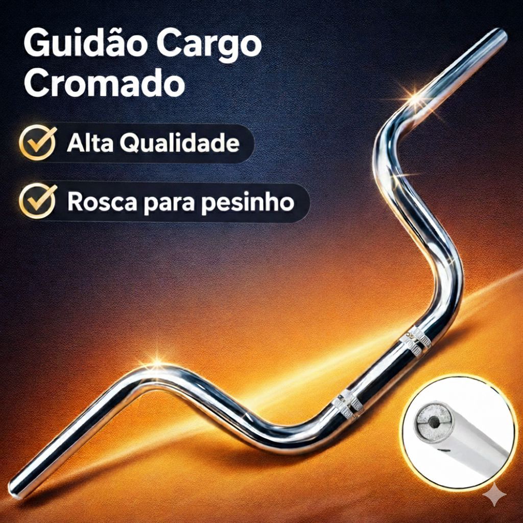 Guidão  Cromado com Rosca Suporte para Peso para Moto Cg Fan 150/160 Titan 150/160 twister 250 Cromo Premium e com Rosca
