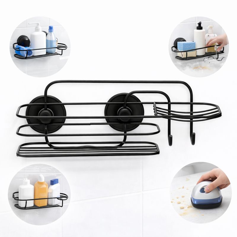 Kit 2 Suporte Banheiro Porta Shampoo e Saboneteira Preto em Oferta na Shopee