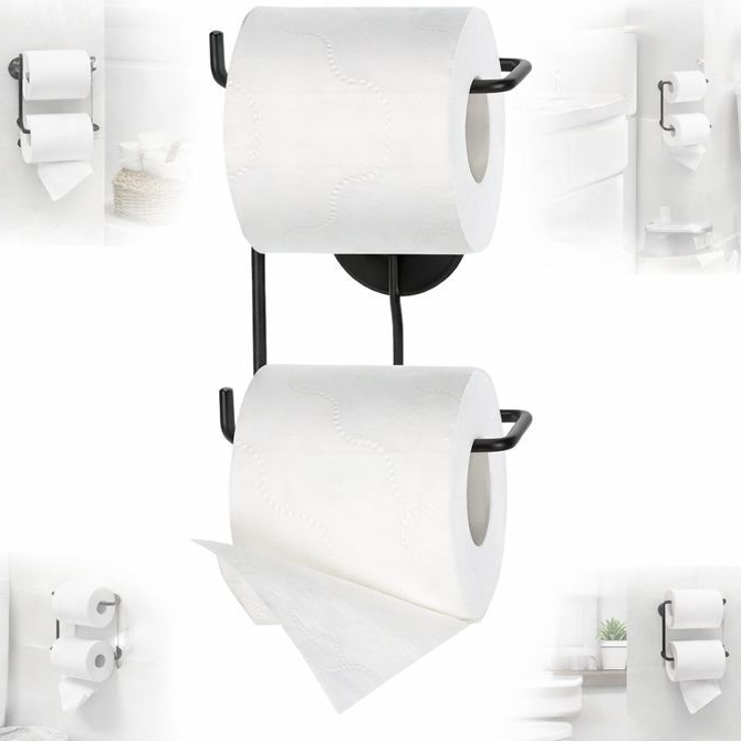 Suporte Duplo Rolo Higiênico Dupla Face 3M Preto