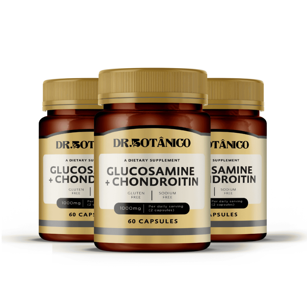 KIT 3 UN GLUCOSAMINA + CONDROITINA (COLLAGEN TP. 2 E VITAMINAS) 1000MG 60CAPS DR. BOTÂNICO