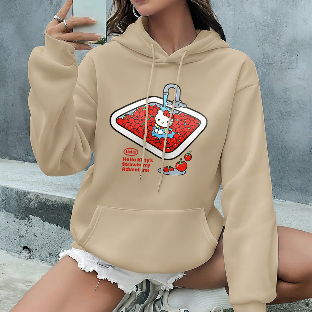 Blusa de Moletom Feminina Confortável Casual Premium Inverno Frio Modelo: Kitty Strawberry - Novidada/Promoção Especial