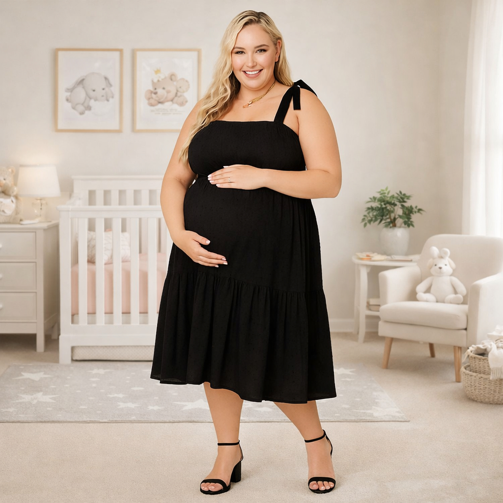 Vestido Para Grávida Gestante Modelo Midi Plus Size Tamanho Grande Veste Do GG Ao G2