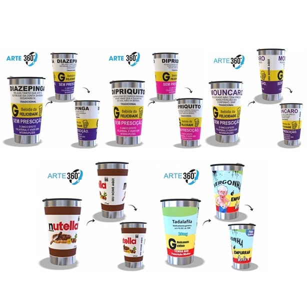 Copo Térmico Inox Com Personalização Colorida e Laser 473ml Temas Variados Humor Paródias Farmacêuticas em Oferta na Shopee