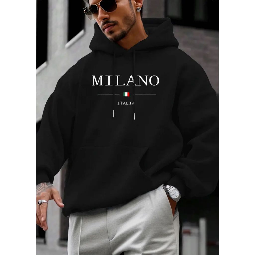 Moletom Canguru Unissex Milano Italia Agasalho Casaco Blusa De Frio Blusão Capote Flanelado