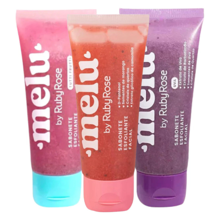 Melu Kit Skincare Sabonete Esfoliante Facial Ruby Rose 75g Cuidados com a Pele
