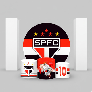Kit Decoração Painel Redondo + Trio Cilindro São Paulo Futebol Ideal Para Festas e Pegue E Monte em Oferta na Shopee