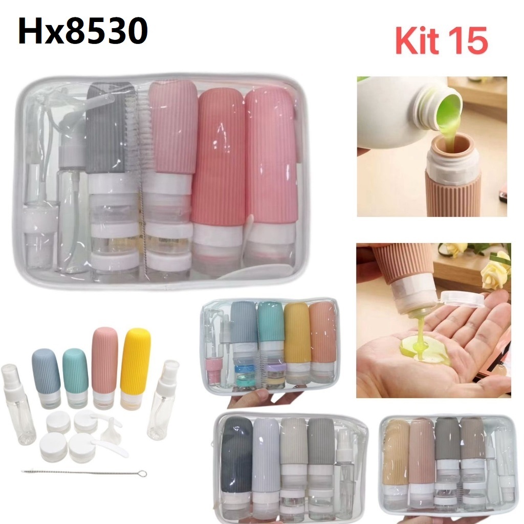 Kit Frascos Potes Viagem Silicone 8530 em Oferta na Shopee
