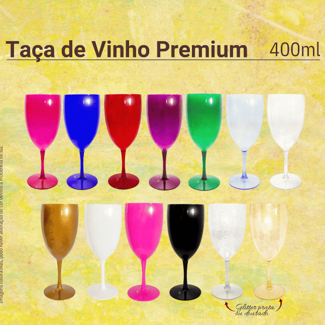 Kit 10 Taça De Vinho Premium 400ml Personalizavel Para Festas
