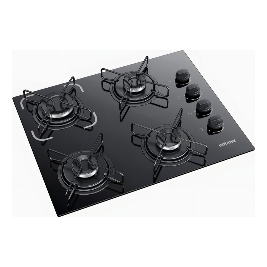 Cooktop Itatiaia Essencial 4 Bocas Bivolt 127/220V | Vidro Temperado Preto | Acendimento Automático
