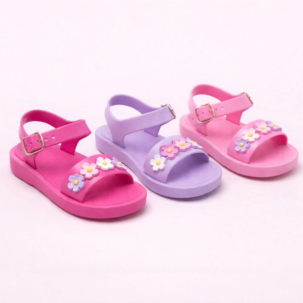 Sandália Papete bebe Feminina Florzinha Menina Antiderrapante e Confortável Delicada