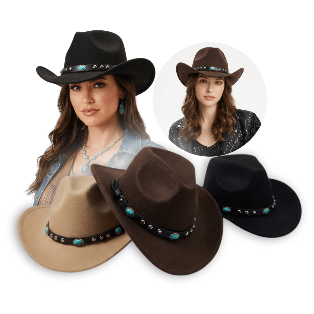 Chapéu Country feminino Premium Sertanejo Rodeio Feltro Chapeu Country Cowgirl Cowboy em Oferta na Shopee
