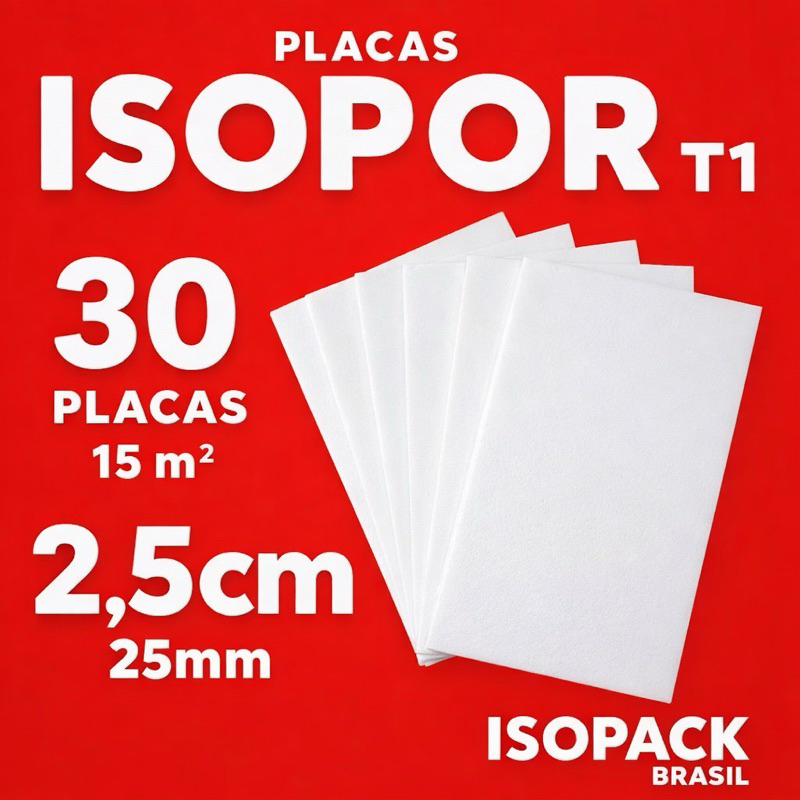 30 placas de isopor EPS 25mm 100x50x25cm antichamas