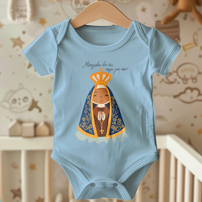 Body Infantil Nossa Senhora Aparecida | Estampa Religiosa Católica Cristã em Oferta na Shopee