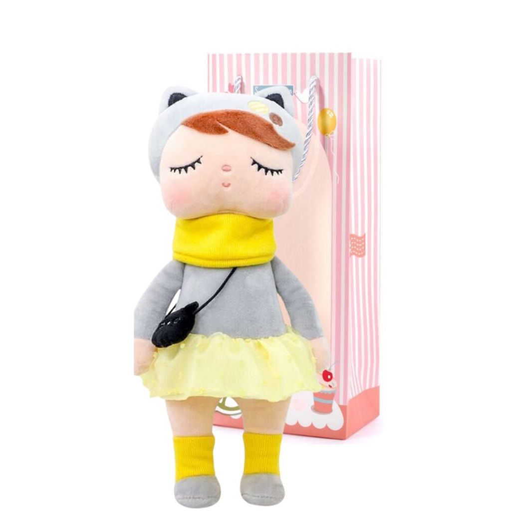 BONECA ANGELA METOO DOLL ORIGINAL BICHOS FLORESTA GATA 35CM COM SACOLA