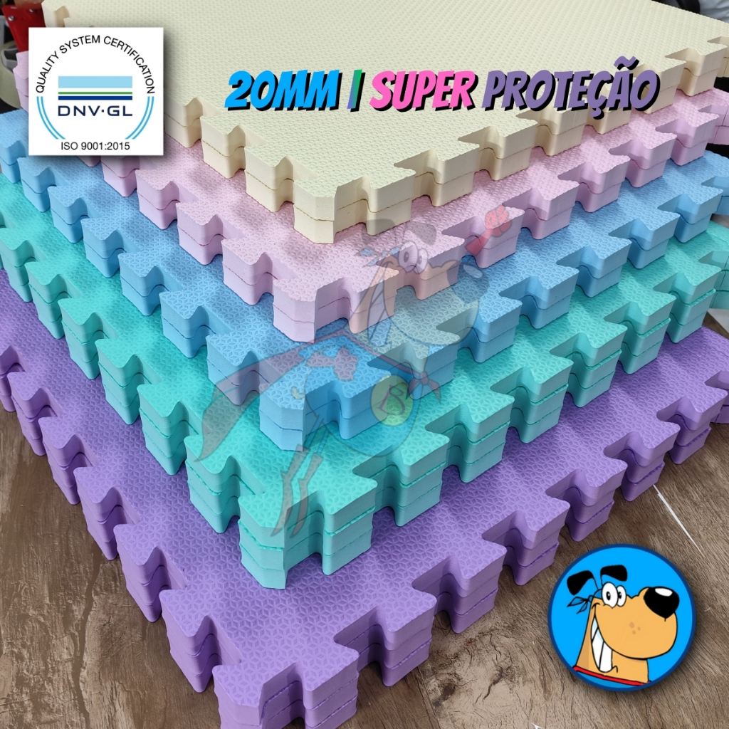 KIT 25 Tatame Eva infantil PREMIUM 50cmX50cmX2cm de espessura com bordas de acabamento Candy Colors