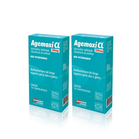 Agemoxi CL 50mg OU 250mg Antibiótico - 1 CAIXA COM 10 comprimidos Cães e Gatos Agener União