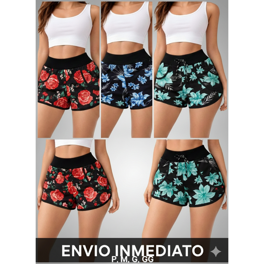 Short Curto Feminino Estampado Fluorescente – Estilo Atual, Leve e Disponível em Diversos Tamanhos em Oferta na Shopee