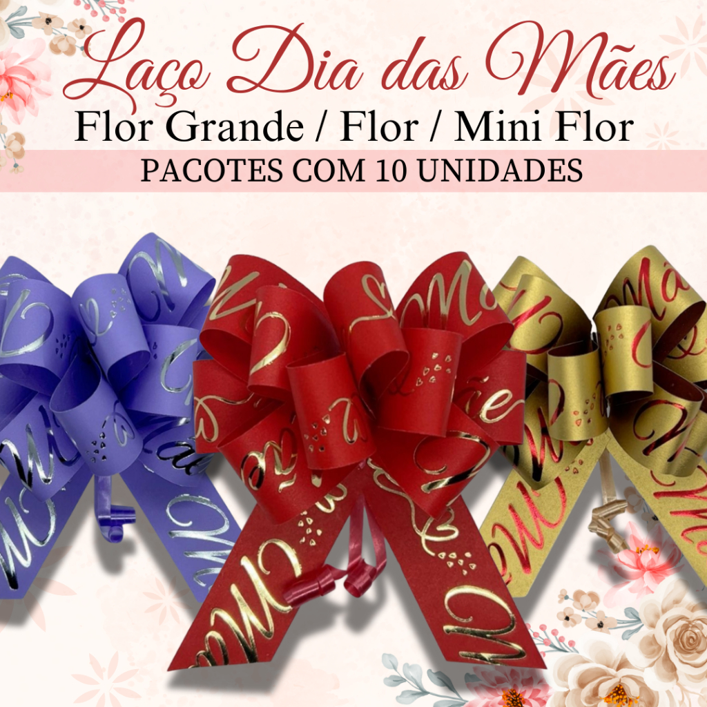 Laços Prontos Para Presente e Embalagem Laço Dia das Mães 10 Unidades