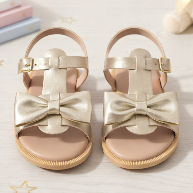 Sandalia Dourada Menina Infantil Festa Daminha Estilosa Confortavel Mocinha Batizado Escola