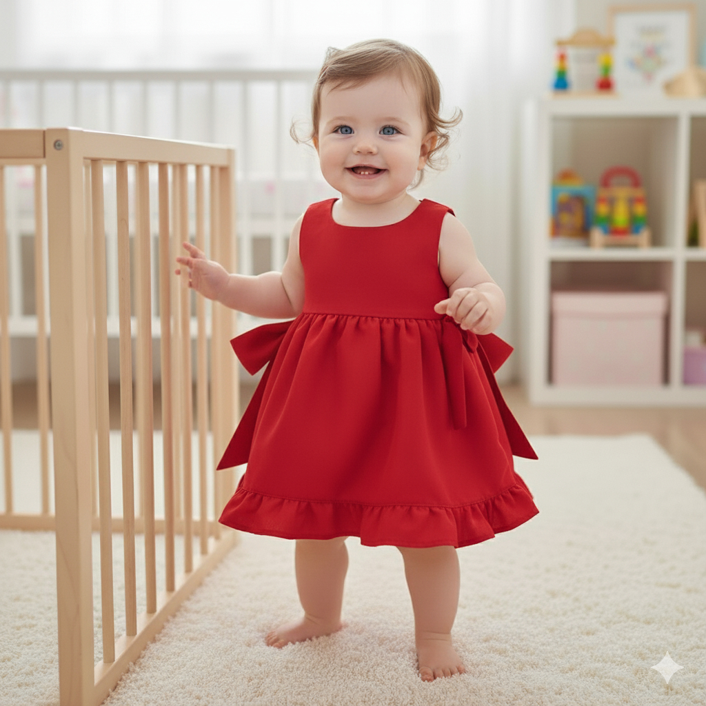 Vestido Infantil Bebê Menina Vermelho Sofia -  Diversas Cores em Oferta na Shopee