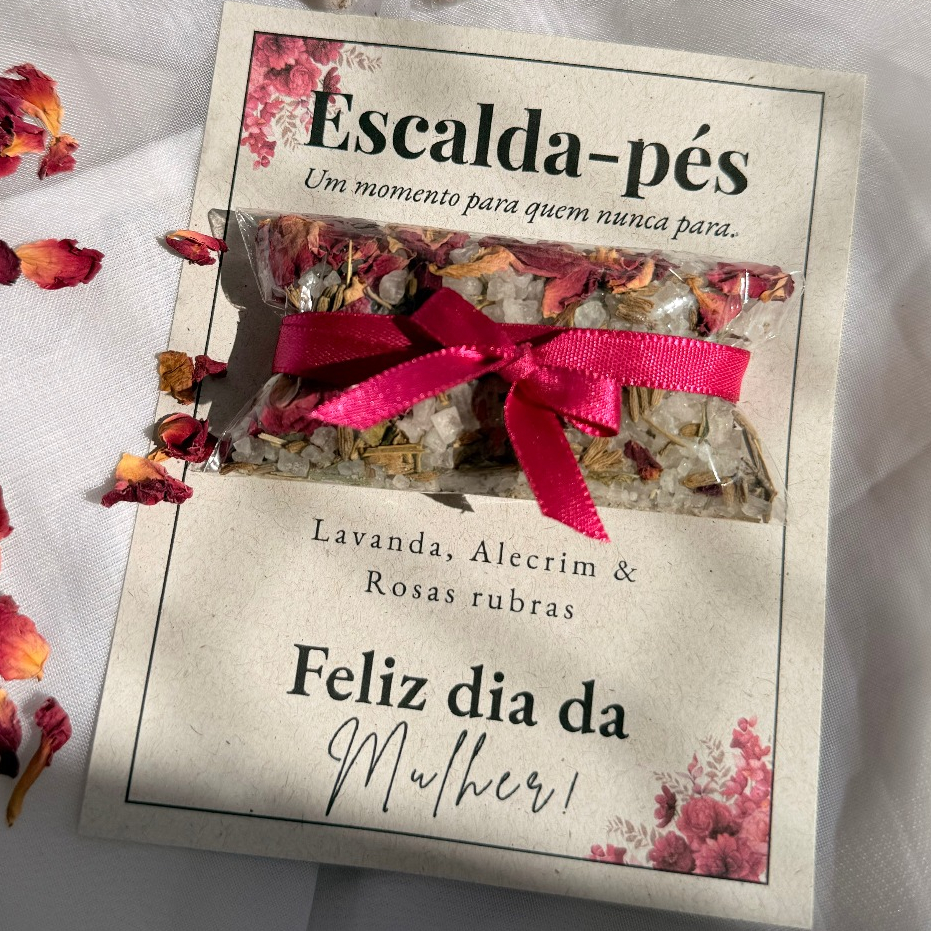 Kit  15 uni Escalda-Pés Lavanda, Alecrim & Rosas Rubras 25g–Lembrancinha Dia da Mulher|Brinde Corporativo | Autocuidado em Oferta na Shopee