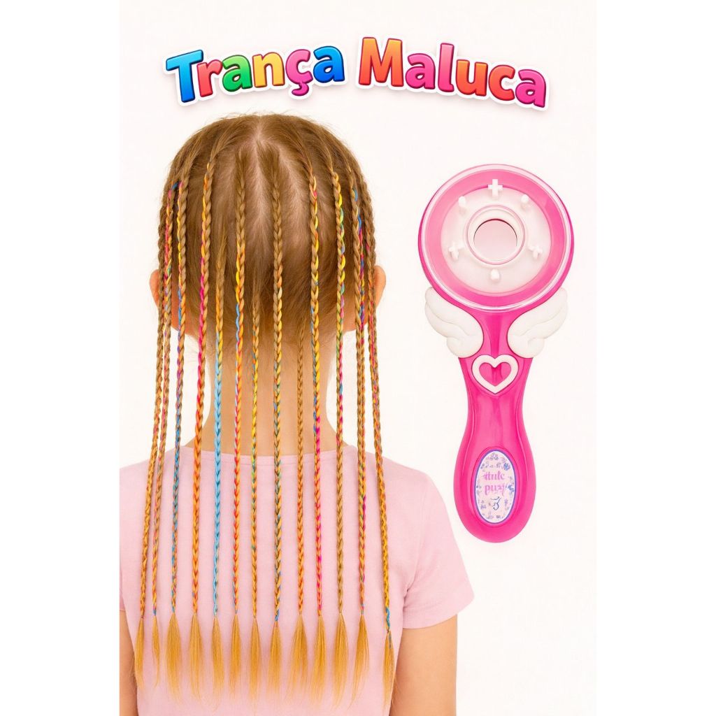 Máquina Elétrica de Trança Infantil – Faça Tranças Fácil e Rápido, Brinquedo Menina Cabelo