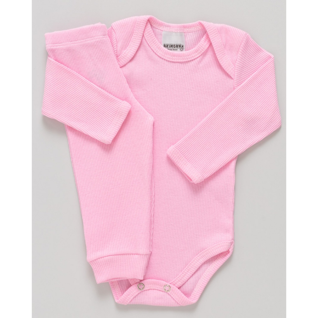 Conjunto Body e Calça Antialérgico Bebê Canelado 100% Algodão Pagão Premium