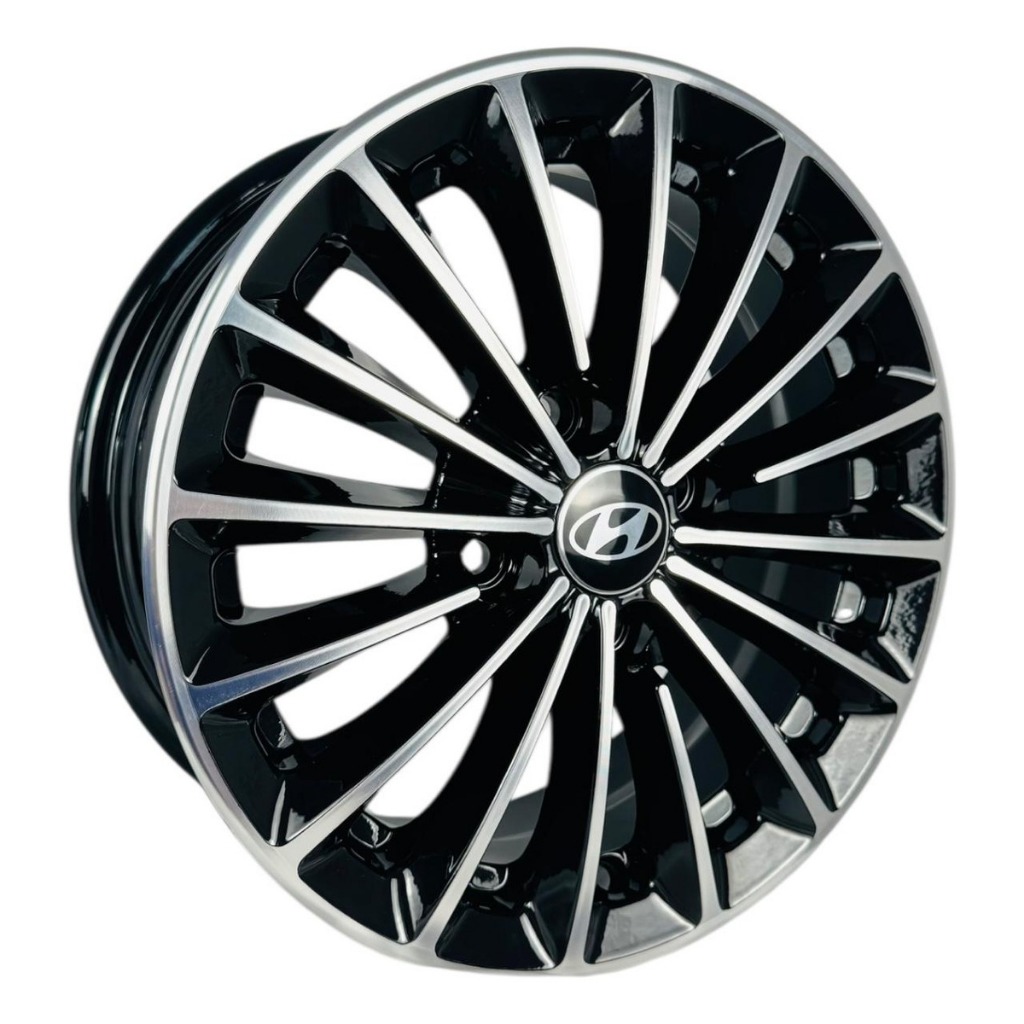 Jogo De Roda Aro 14 Hyundai Hb20 Comfort 1.0 2015/16/17/18/19 4x100 Preta Diamantada