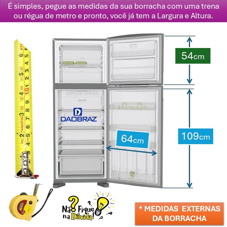 Borracha/Gaxeta Modelos Mb482ulv-g | Mb482uls-g compatível com Refrigerador Duplex LG Frost Free