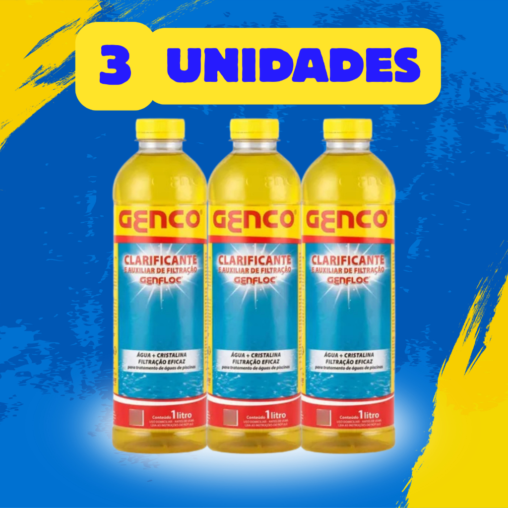 Kit 3 Clarificante Auxiliar de Filtração Genco Genfloc Piscina 1L em Oferta na Shopee