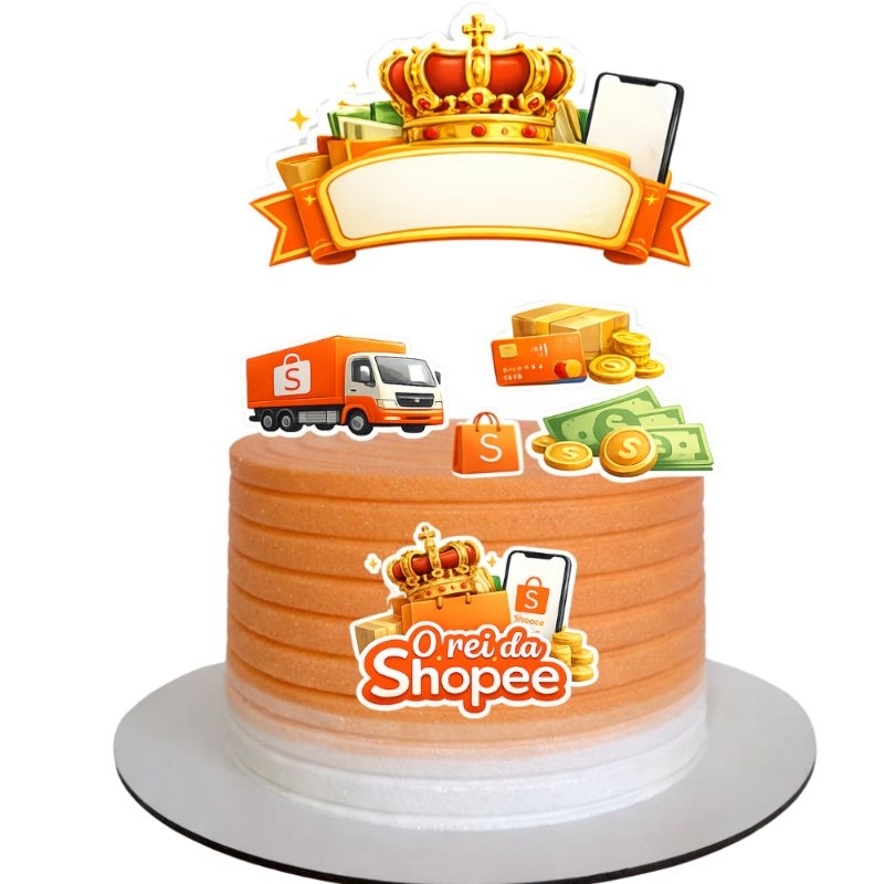 Envio 24h Topo de bolo shopee kit festa so um bolinho rainha, rei louca da shopee