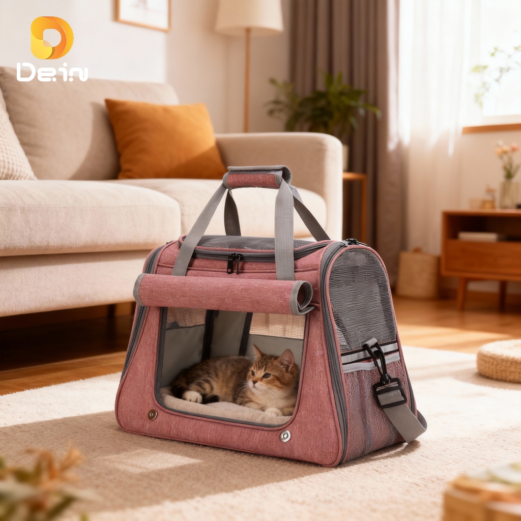 Bolsa Pet Expansível Respirável para Gatos e Pets Pequenos com Faixa Refletiva e Uso em Viagem