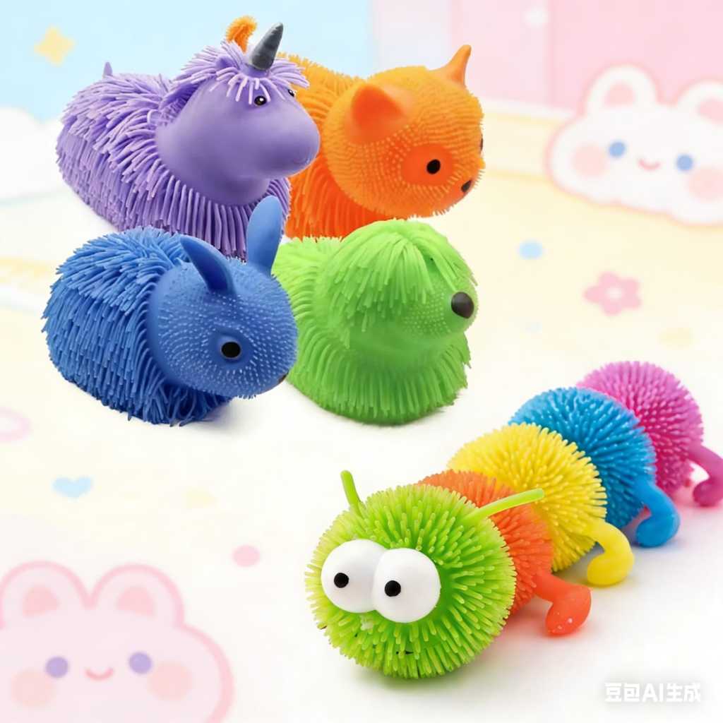 Brinquedos de apertar em formato de coelhos, gatinhos, cachorros, lagartas e unicórnios — resistentes à compressão — est em Oferta na Shopee