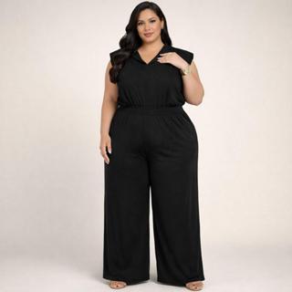 Macacão Ju Feminino Plus Size e Slim Social Tira Amarração na Cintura Pantalona Longo Evangélica Elegante Mulher Verão em Oferta na Shopee