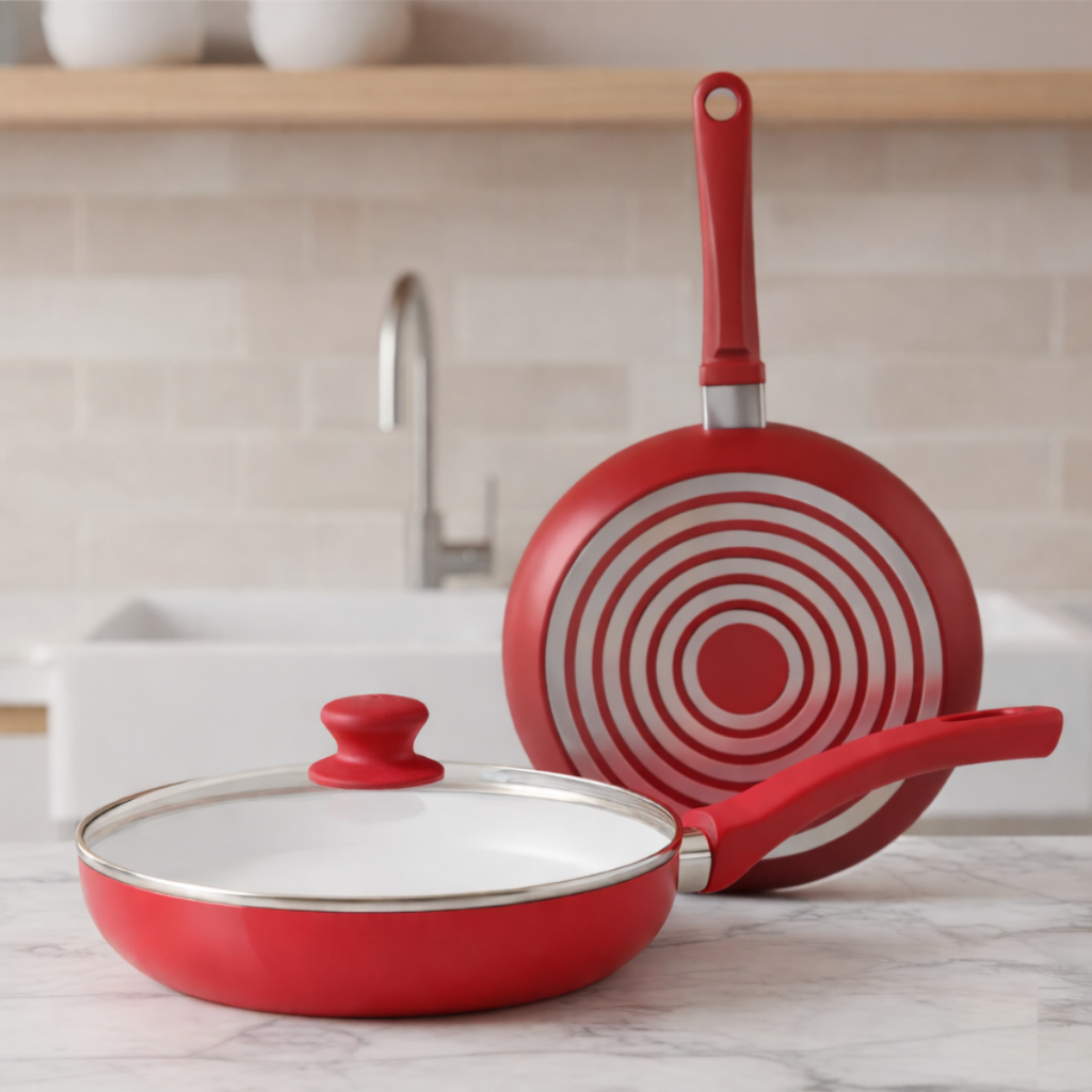 Frigideira Revestimento Cerâmico Antiaderente com Tampa Cabo Silicone Antichamas Sem Óleo Não Gruda