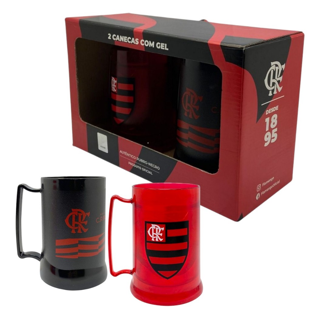 CANECA GEL DUPLA 300ML e 400ML OFICIAL FLAMENGO em Oferta na Shopee