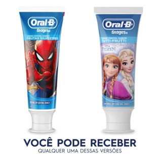 Creme Dental Oral-B Stages Frozen ou Homem Aranha Sabor Tutti Frutti 100g em Oferta na Shopee