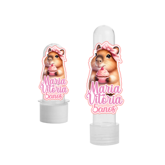 Aplique Capivara para Tubete 8cm e 12cm Personalizado Nome, Idade – Mimo Lembrancinha Festa Infantil