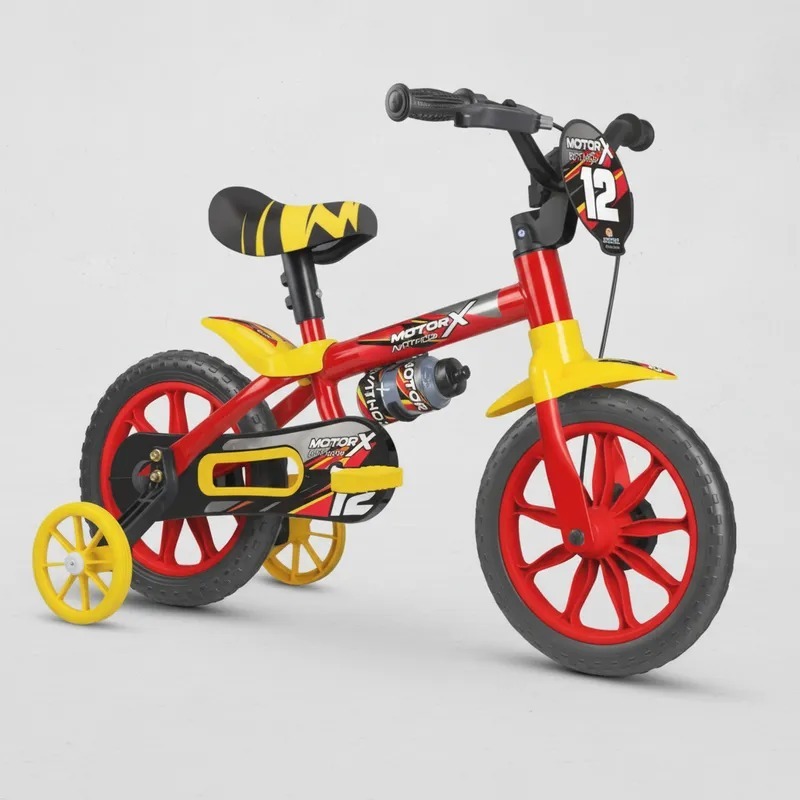 Bicicleta Bicicletinha Infantil Aro 12 Motor X PU com Rodinhas - Nathor
